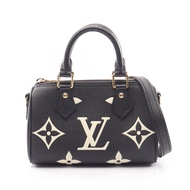【二手】LOUIS VUITTONNano Speedy顏色Monogram Empreinte 兩用手提包 M81456 黑色/米色皮革 Nano Speedy