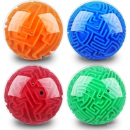 Sumind 4 Pcs 3D Puzzle Maze Ball Magic Brain Teasers Games Memory Sequential Maze Cube Ball Sphere E
