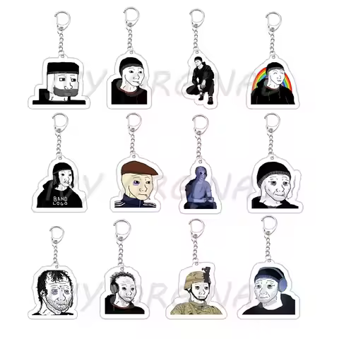 Acrylic Hot Doomer Meme Wojak Keychains for Accessories Bag Arcylic Catboy Pendant Keyrings Jewelry 