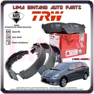 Toyota Wish ANE10 , ZNE10 Front / Rear Brake Pads Disc Brake Pad , Hand Brake Lining Shoe TRW *Origi