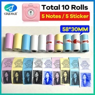 Total 10 rolls 5 Notes Paper + 5 Sticker Paper Peripage A6 A8 A9 Photo Printer Paper Roll Color Sticker White Notes Thermal Paper 57*30mm