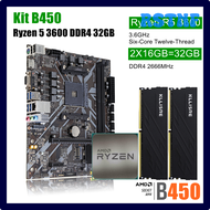 RSTNF ONDA B450 Kit Motherboard Ryzen R5 5 3600 Processor DDR4 32GB 2666MHz Memory B450M AM4 Set RTHGF