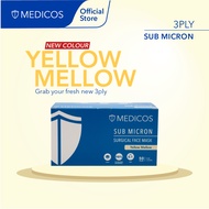 Medicos 3ply Sub Micron Surgical Face Mask - Yellow Mellow (1 Box)