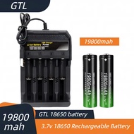 GTL 18650 3.7V lithium-ion battery 19800mAh rechargeable LED flashlight battery and charger