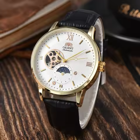 DFDG Orient Mechanical Unisex Automatic World Time Full Function Leather Strap Water Resistant Shock