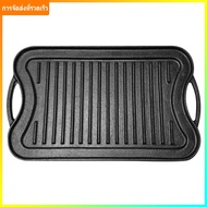 Cast Iron Grill Plate Double-Side Grill Pan Multi-Function Rectangular Frying Pan Griddle Plate for