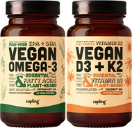 Vegan Omega 3 & Vegan Vitamin D3 + K2 Supplement Bundle - Plant-Based DHA & EPA Fatty Acids, 4000 IU