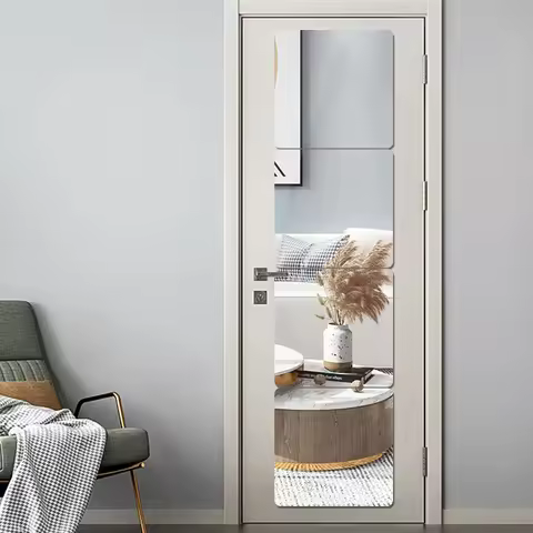 Unbreakable Full Length Wall Mirror Tiles for Door Baby Kids Living Room 2mm Acrylic Mirror Wall Sti