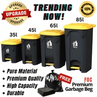 Tong Sampah Bertutup / Dustbin with Pedal Black Yellow / Plastic Dustbin With Pedal