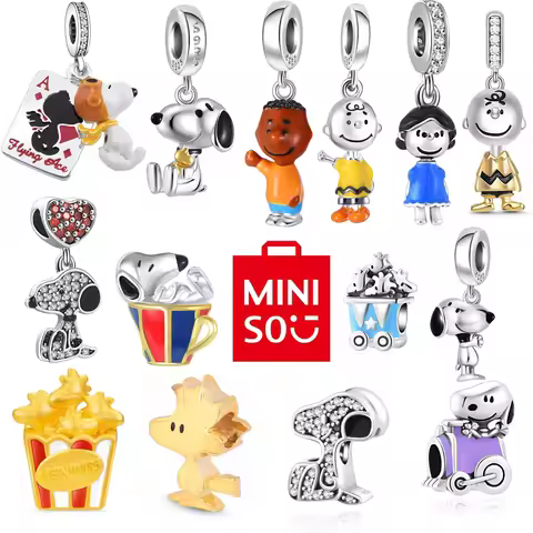 NPEANUTS@ Snoopy Charlie Brown Linus Van Pelt Peppermint Patty Pendant MINISO Original 925 Silver Be