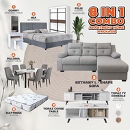 [COMBO] 8IN1 BEDROOM SET / LIVING ROOM SOFA TV CONSOLE DINING TABLE SET / Bedroom Set / Apartment Fu