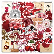 50Pcs Red Coquette Aesthetic Stickers Cute Cherry & Bow Decals for Journal Phone Case Decor