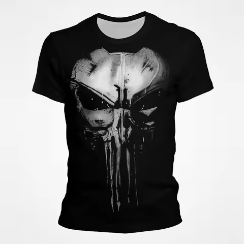 New Disney Punisher T-Shirts Skull 3D Print Streetwear Men Women Fashion Oversized Short Sleeve T Sh
