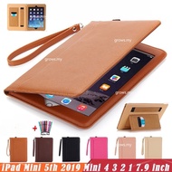 For iPad 10th 2022 10.2 air4/air5 10.9inch Pro 11 M2 9.7 5th 6th 7th Gen 10.2 7th/8th/9th Air 3 2 Mini6【With Hand Strap】Smart Folio PU Leather Stand Card Holder Case Cover