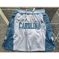 pockets available retro whitenew  men’s North Carolina State University just don big logo embroidery basketball shorts pants