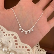 [1099People Collection]999Pure Silver Sparkling Zircon Tassel Necklace High-end Luxury Niche Elegant