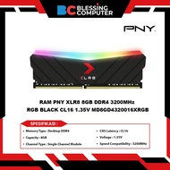 RAM PNY XLR8 8GB DDR4 3200MHz RGB BLACK CL16 1.35V MD8GD4320016XRGB