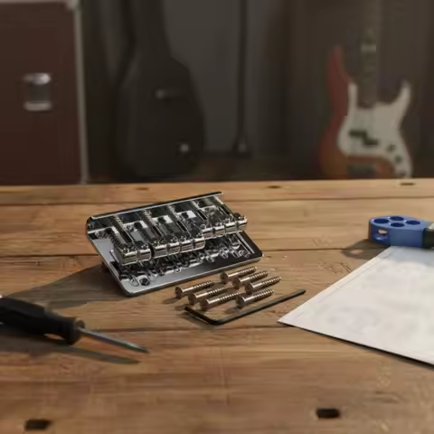 5-String Bass Bridge Adjustable Saddles Five-String Bass Bridge CNC Machined Anti-Corrosive for DIY 