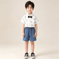 Terno for Kids Boy Cute Polo bow tie white classic bear design 1-5yrs old E80
