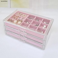 In Stock 3 Drawers 3-Tier Jewelry Storage Box Velvet Tray Clear Acrylic J