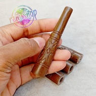 pipa rokok once cangklong ukir dayak motif gading coklat