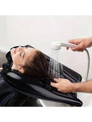 Almohada Inflable Negra Para Champú, Práctico Lavabo De Pvc Impermeable, Tipo Cabeza Y Cama, Ayuda Ideal Para Lavado Del Cabello, 1 Ud.