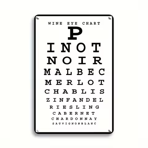 Wine Lover's Delight: 'Wine Eye Chart' Humorous Metal Sign - Perfect for Home Bar, Cellar Decor & Un