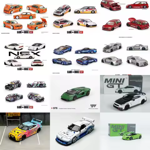 MINIGT 1:64 Skyline R34/510 Wagon/NSX/S15/CIVIC EF/E30/720S/R35/RX7 alloy car model