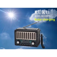 XYX KUKU AM-355BTS Solar Rechargeable Radio Bluetooth Radio FM AM SW With 3 BAND USB/TF PLAYE