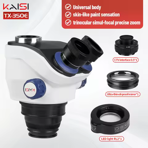 TX-350e V1.1 Trinocular Continuous Zoom Stereo Microscope 7-50X WF10X/23mm Eyepiece Suitable for Mob