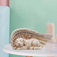 LazaraLife Angel Pet รูปปั้นน่ารัก Sleeping Dog Angel 'S Wing เครื่องประดับสวนแบบเรซิ่น Memorial Tribute รูปปั้นบ้านห้องนอนห้องนั่งเล่น