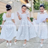 [ACTUAL PHOTO] 009 | CYC WHITE Clara Embossed Jacquard All Occasion Filipiniana Inspired Plits Midi 