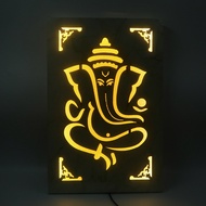 3D LED Wall Art with Wooden Frame | Ganesh | Buddha | Radha kirishna Wall Frame 12X18 Inch