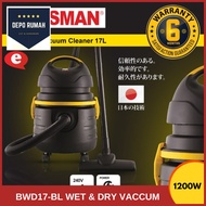 BOSSMAN BWD-17BL Wet & Dry Vacuum Cleaner 17L 1200W