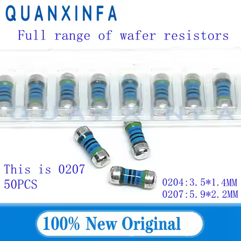50PCS 0207 Patch MELF Wafer Resistor 0R-1M 1K 1.2K 1.5K 1.8K 2K 2.2K 2.4K 2.7K 1% metal film cylindr