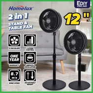 【 SIRIM 】 HOMELUX HSF-112PW(C) Turbo Powerful Circulation 12'' Stand Fan 110W RANDOM COLOR Kipas Roo