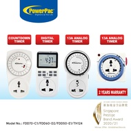 PowerPac Timer Plug In Mechanical 24hrs Timer | Countdown Timer 22 hrs (FDD50-E1/TH124/FDD60-D2/FDD7