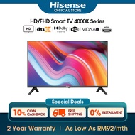 [Free Installation] Hisense 32/40/43 inch Bezel-Less Smart HD/FHD TV/MEMC/Dolby Audio-A4000K