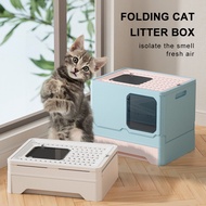 Pet Cat Litter Box Foldable Super Large Capacity Cat Litter Box With Drawer Semi-Enclosed Cat Litter Box