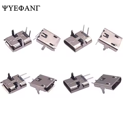 20pcs/lot Micro Usb 2Pin 90/180 degrees B Type Female Connector For Mobile Phone Micro Usb Jack Conn