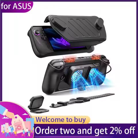 For ASUS ROG Ally X, Modular ROG Ally X Case with Cooling Fan, including protective case, mask, cool