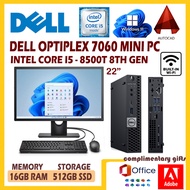 DELL OPTIPLEX 7060 / 7040 / 3060 /  MINI PC - INTEL CORE I5 -8TH GEN / 16GB UP TO 32GB RAM  512GB SS