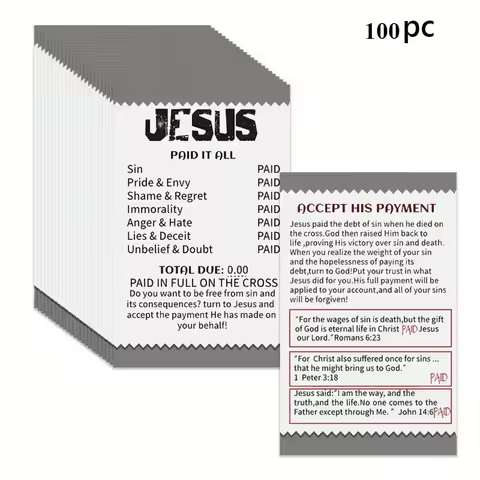 Spanish Jesus Paid It All Gospel Tracts Non-Fade Bible Christian Flyer Small Prayer Postcard for Men