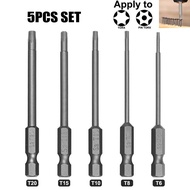 5pcs T6-T20 75mm Torx Screwdriver Bits Set Magnetic Screwdriver Hex Shank