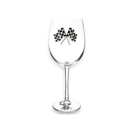 The s Jewels Checkered Flag Jeweled Stemmed Wine Glass 21 Oz. Uniq