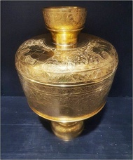 ขันพานฝาปิด 8 นิ้ว ตอกลายช้างทรงเครื่อง งดงามมาก Premium & Luxury