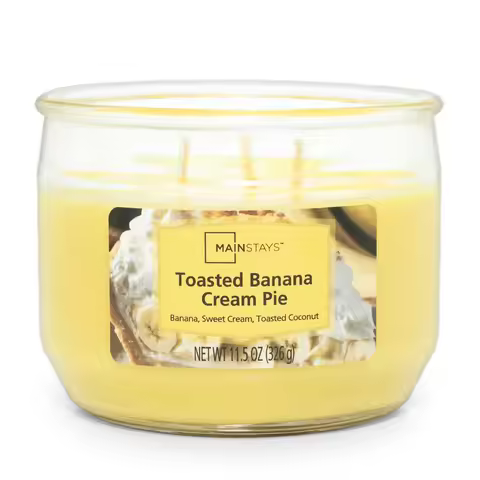 Toasted Banana Cream Pie Scented Three Wick Candle Large 11.5 oz Home Fragrance Aromatherapy Decor G