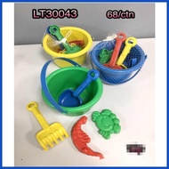 ▽ ➭ ∛ Laruan Beach Bucket (na may mga tool sa beach) Toys Yellow / Blue / Green