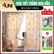 Rèm dán tường 4UNI họa tiết Trắng hoa dâu rèm cản sáng rèm chống muỗi rèm dán không khoan đục