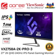 VIEWSONIC 27" VX2758A-2K-PRO-3 LED 2K QHD @240HZ SUPERCLEAR IPS PANEL GAMING LCD MONITOR (1MS, VESA,